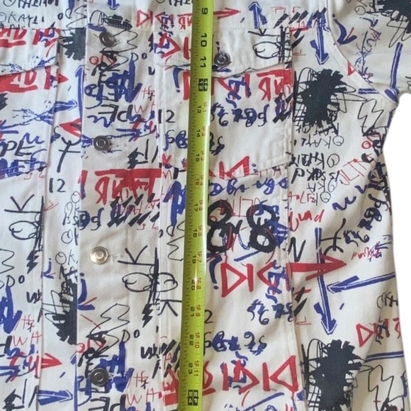 DTMD Men’s White Denim Button Up Graffiti Jacket Large Men’s Jacket HIP HOP - Picture 6 of 15